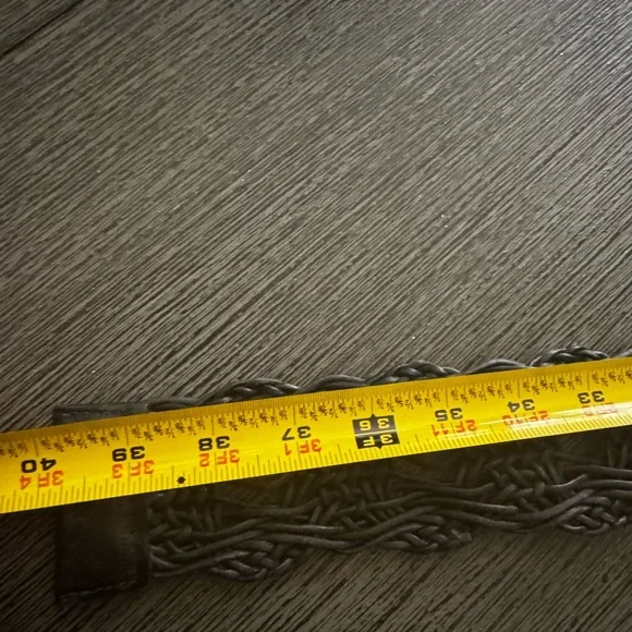 Leatherock Black leather Woven Belt with ornate silver Buckle - Picture 4 of 4